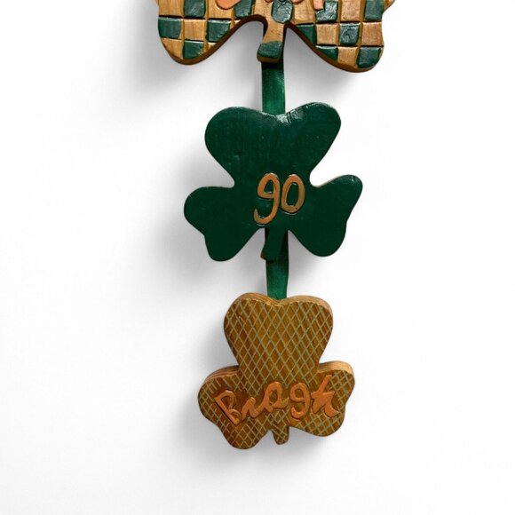 Vintage Handmade Leprechaun‎ & Clover Erin Go Bragh Wooden Sculpture Folk Art - Picture 5 of 7